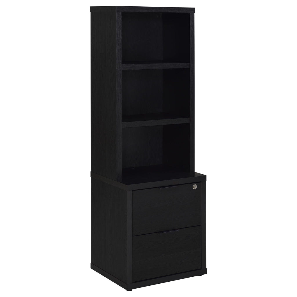 Westpark 3-shelf Bookcase USB and Lockable Drawer Black