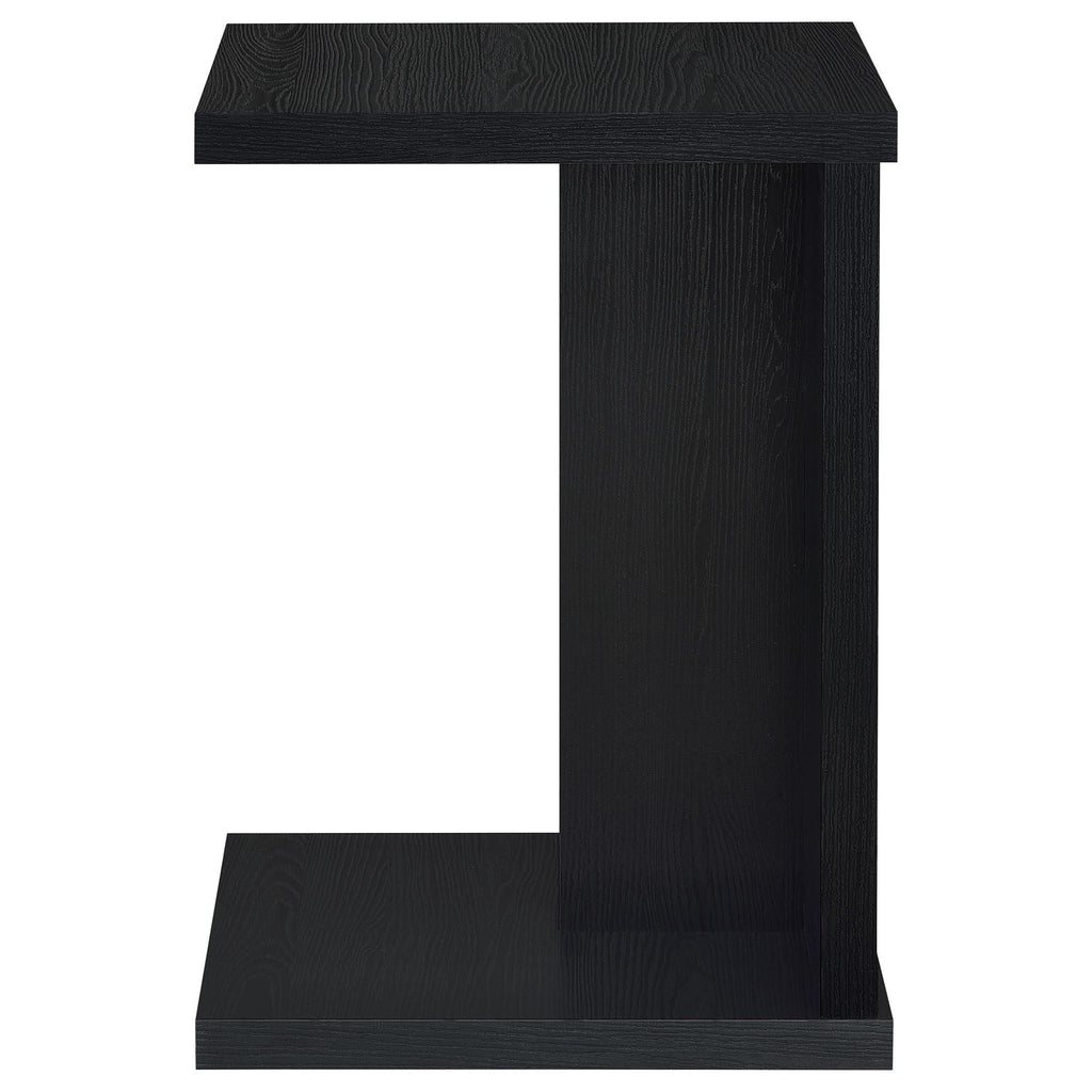 Clower Engineered Wood C-Shaped Sofa Side Table Black