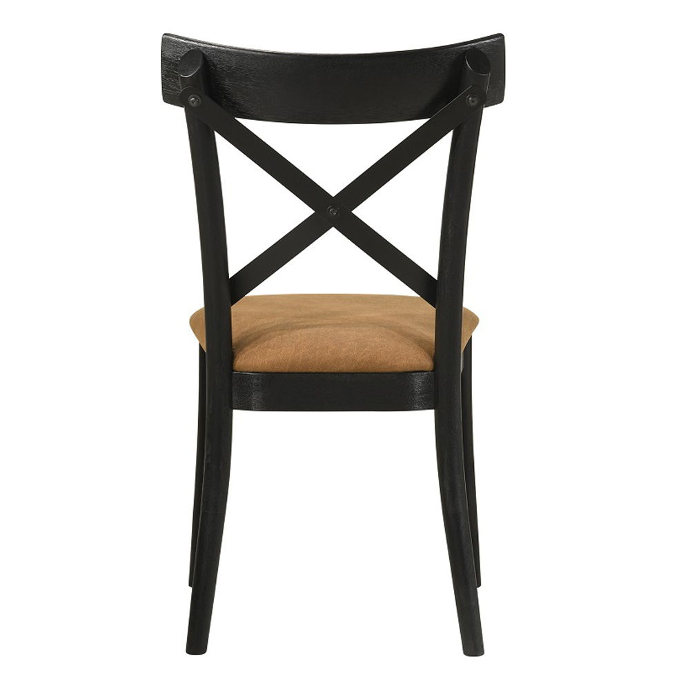 Hillary - Side Chair (Set of 2) - Brown Leather Aire, Walnut & Black