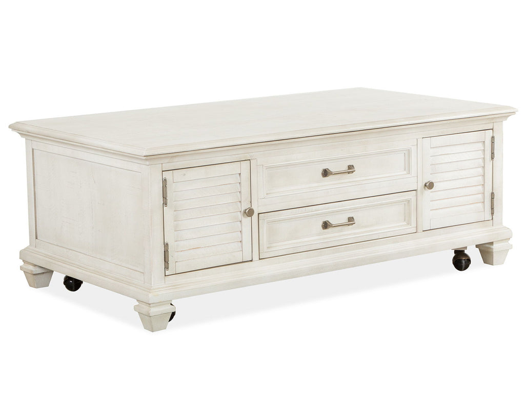 Newport - Lift Top Storage Cocktail Table (With Casters) - Alabaster