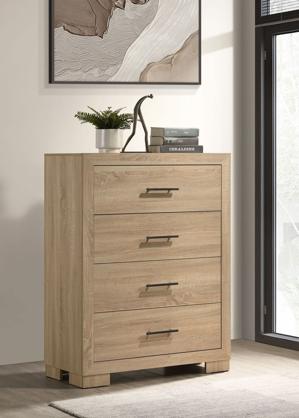 Arielle 4-drawer Bedroom Chest of Drawers Light Oak