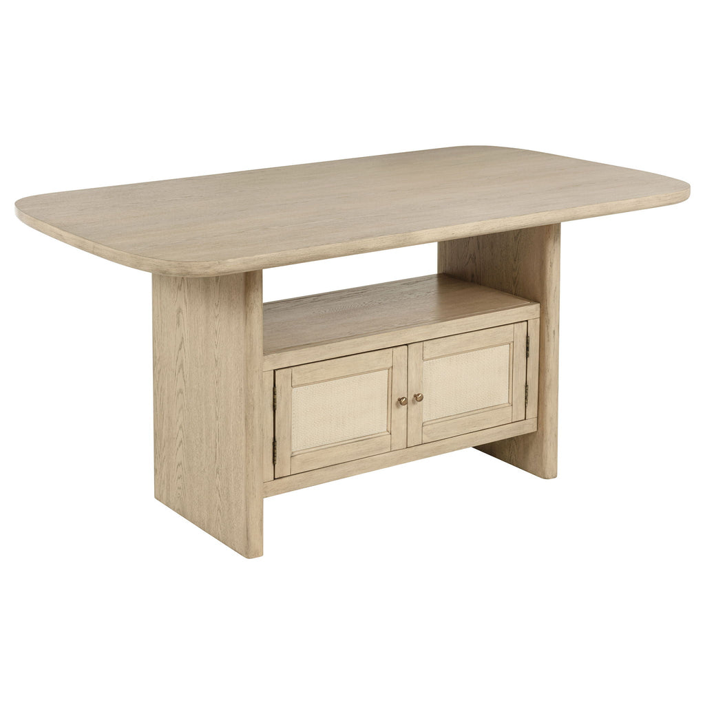 Kailani Cane Counter Height Storage Dining Table Beige Oak