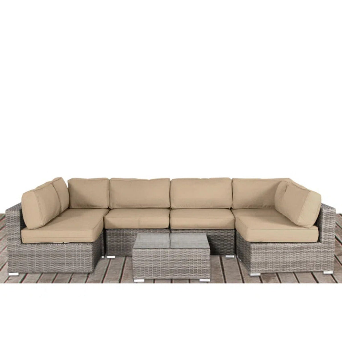 Seating Set With Cushions Handcrafted Wicker Design