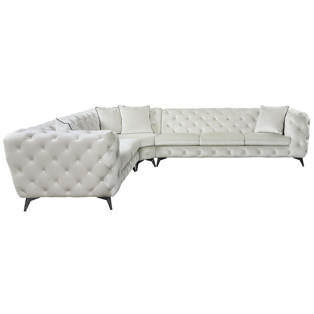Atronia - Sectional Sofa With 4 Pillows - Beige Fabric