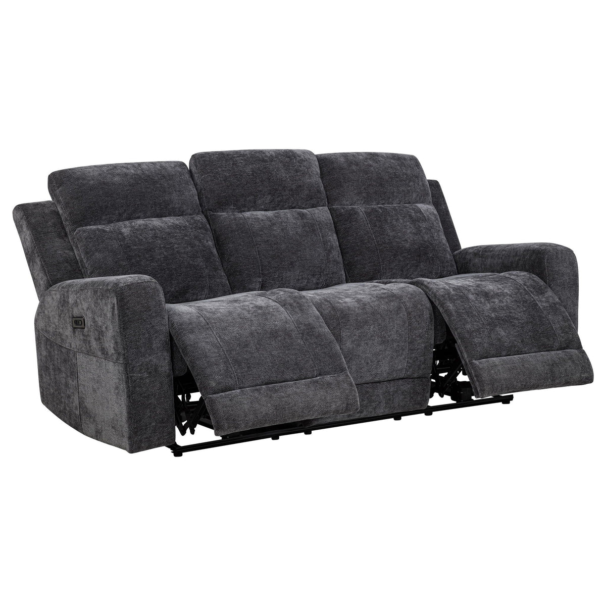 Kennett Chenille Upholstered Power Reclining Sofa Dark Grey
