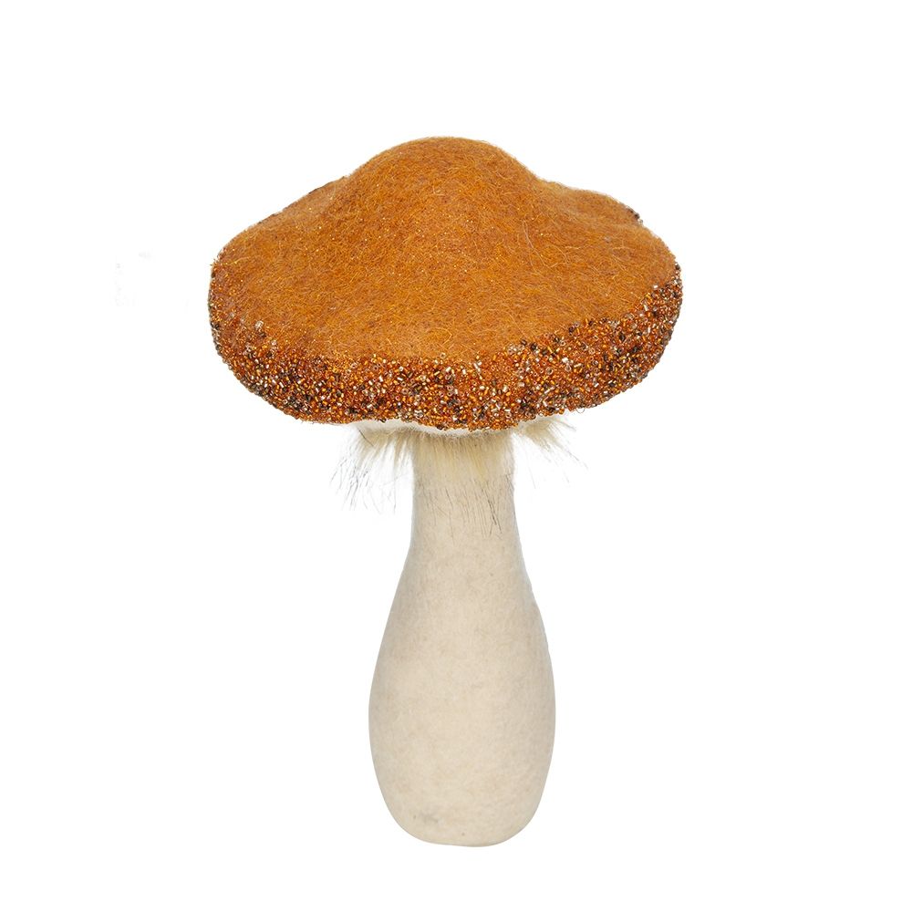 Mushroom Holiday Ornament, For Harvest Festival Fall Festival & Thanksgiving Table Decorations (Set of 2) - Beige / Orange