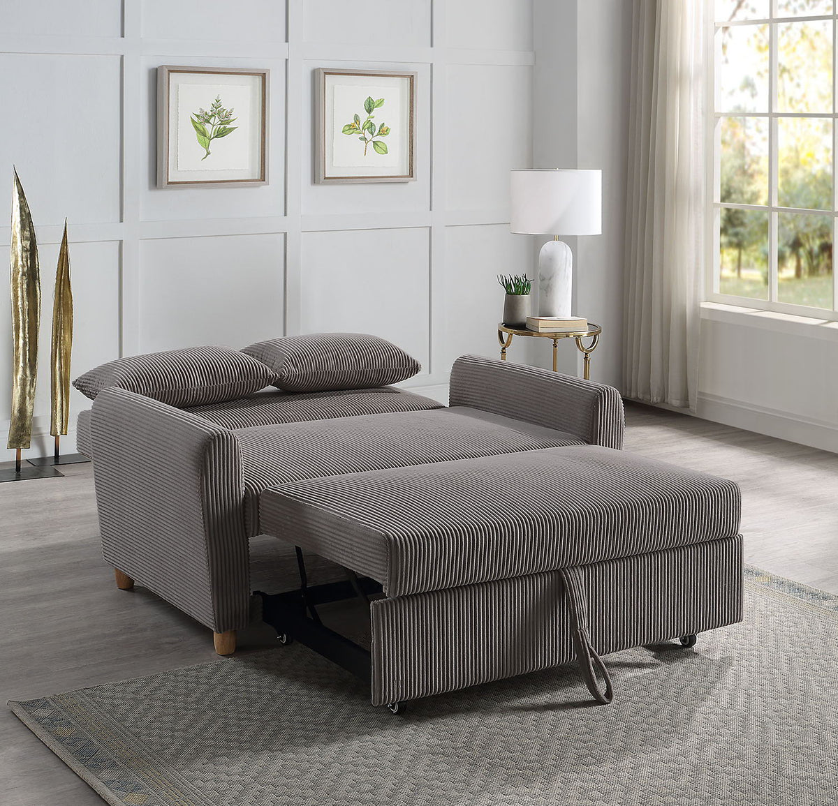 Justine - Convertible Sleeper Loveseat - Brown