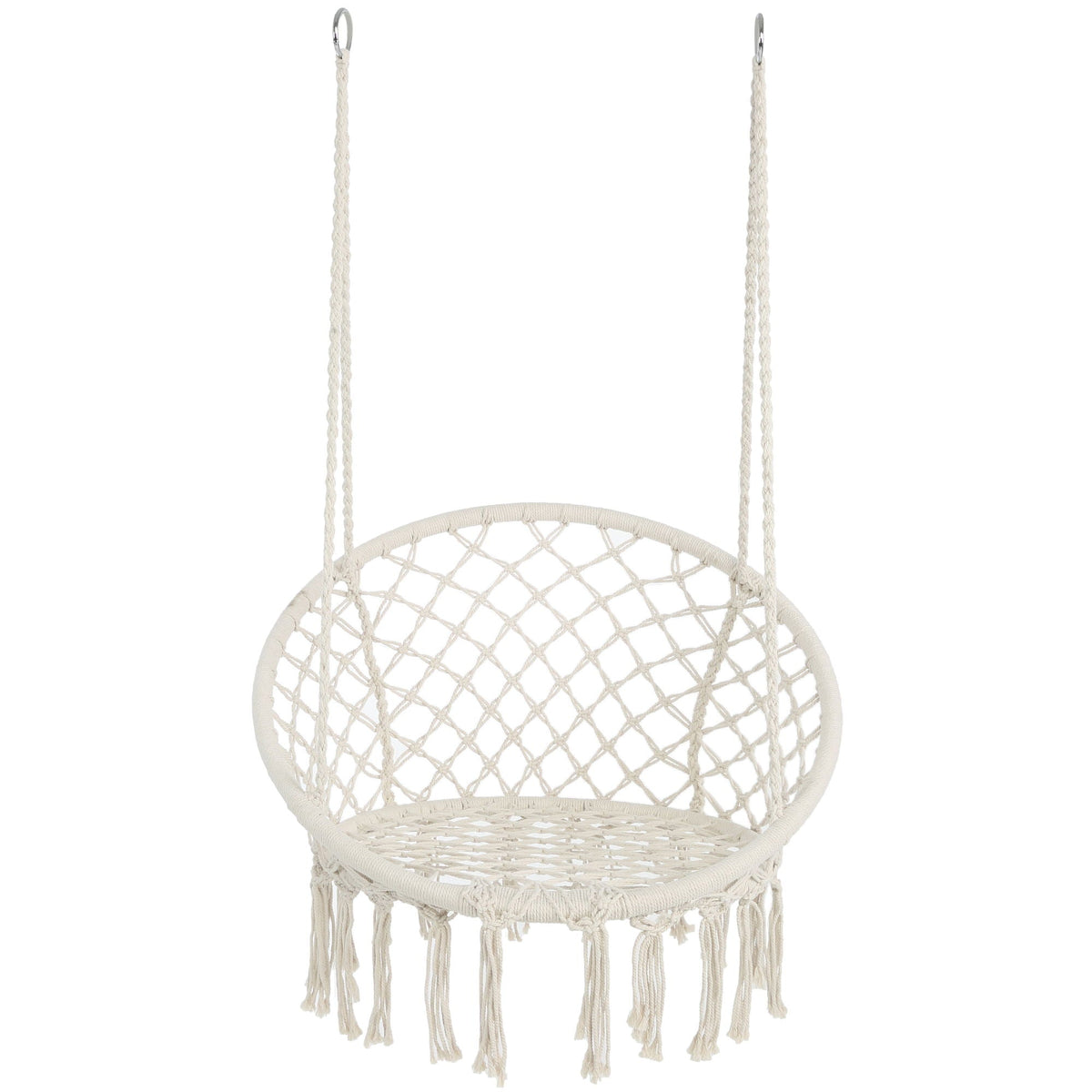 Macrame Hanging Hammock Chair, Rope Swing For Indoor And Outdoor Use
