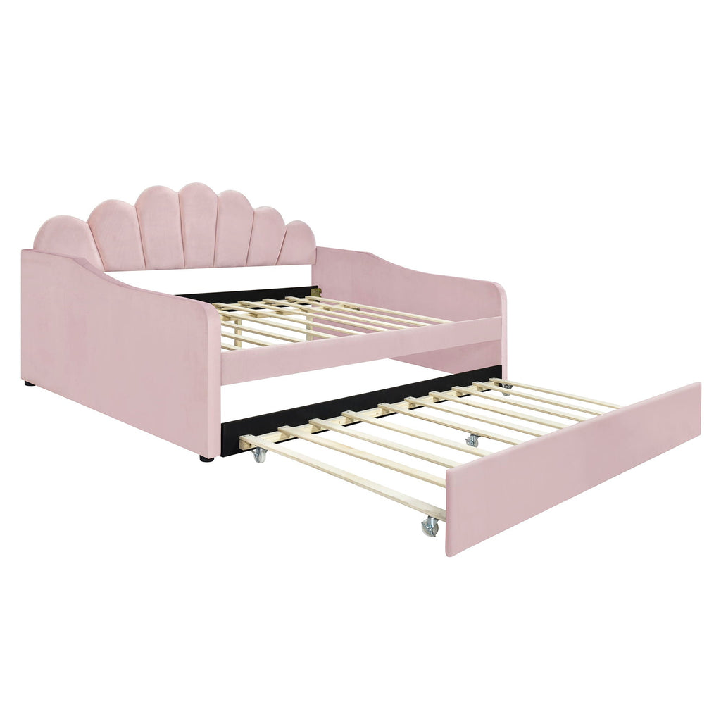 Upholstery Daybed Frame With Shell Shaped Backrest