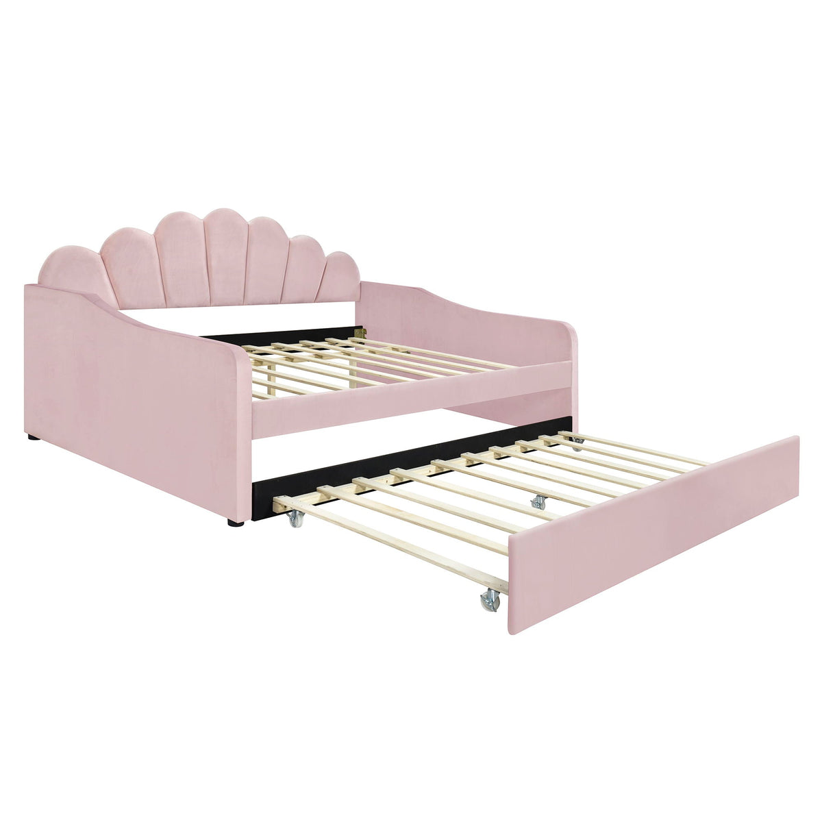 Upholstery Daybed Frame With Shell Shaped Backrest