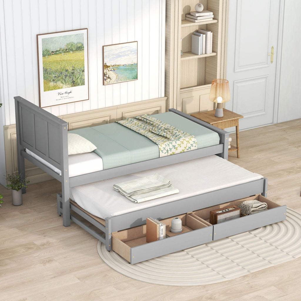 Platform Bed With Trundle And Drawers