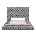 Tufted Oversized Headboard Platform Bed With Fully Upholstered Frame