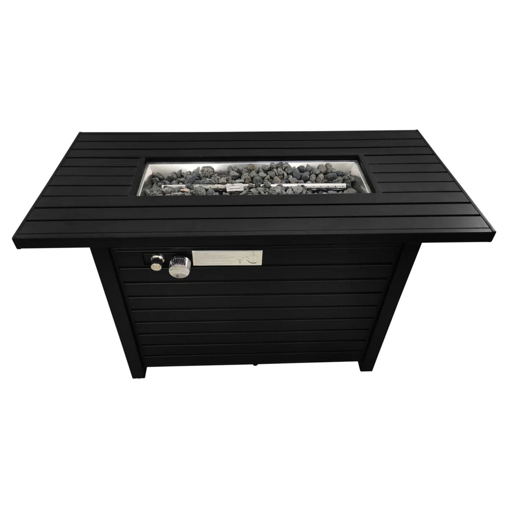 Outdoor Fire Pit Table With Lid Durable Construction - Black