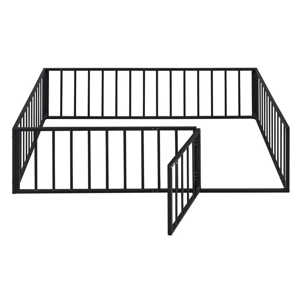 Metal Floor Bed Frame With Fence And Door