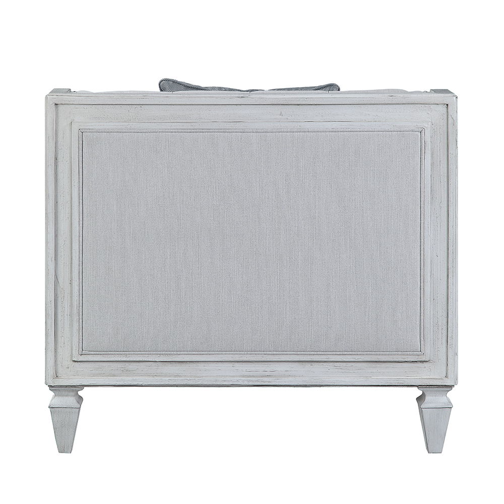 Katia - Chair With Pillow - Light Gray Linen & Weathered White
