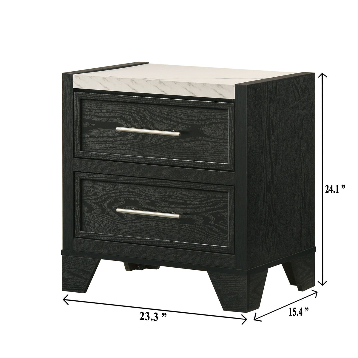 2 Drawers Nightstand - Black / White