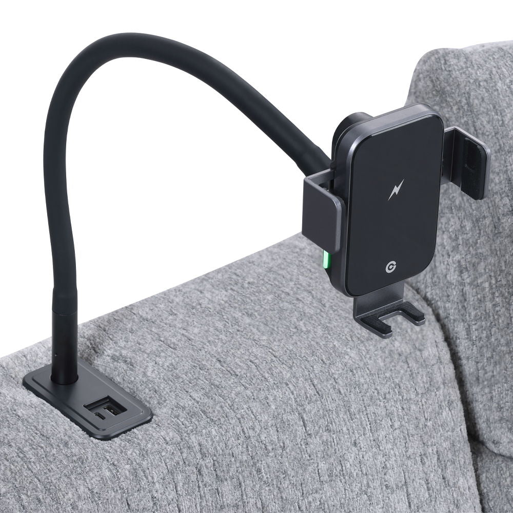 Fullar - Modular Console With Wireless Charger - Light Gray Chenille