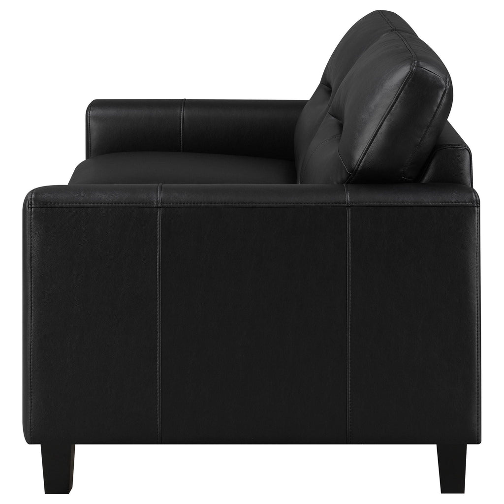 Scotland Faux Leather Upholstered Track Arm Loveseat Black