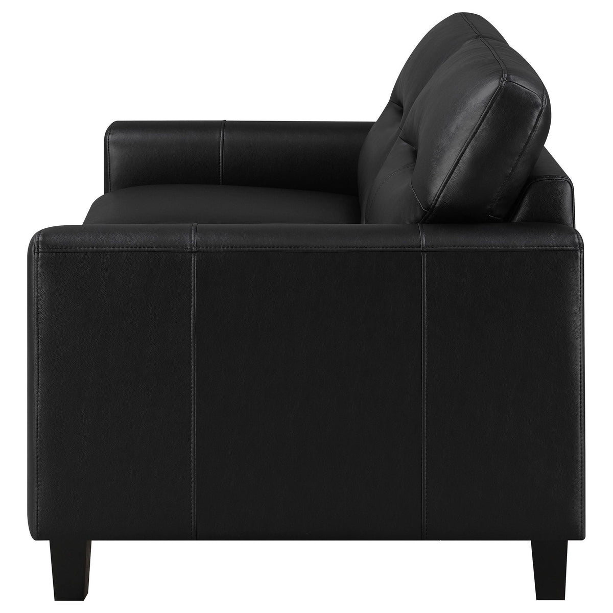 Scotland Faux Leather Upholstered Track Arm Loveseat Black