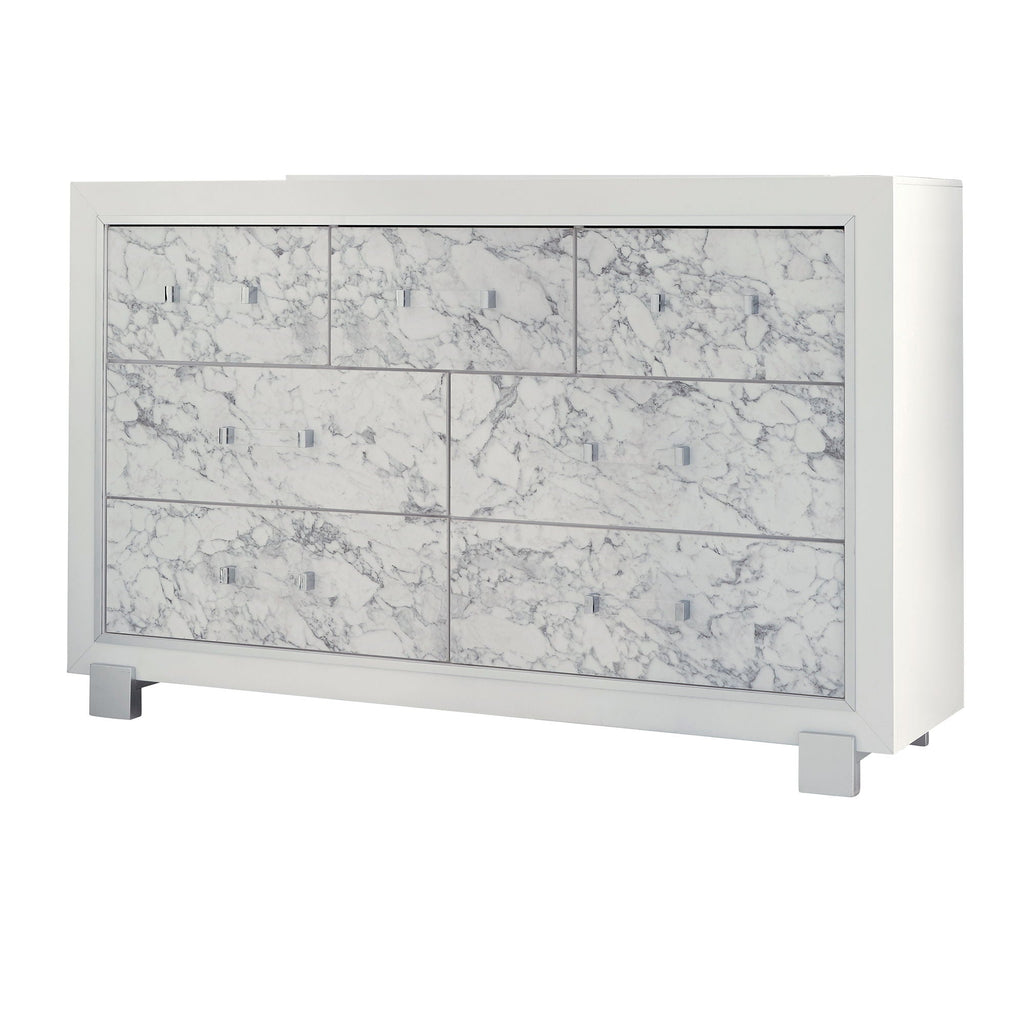 Skye - Marble Dresser - White