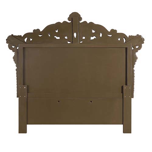 Constantine - Eastern King Bed - Synthetic Leather , Light Gold, Brown & Gold