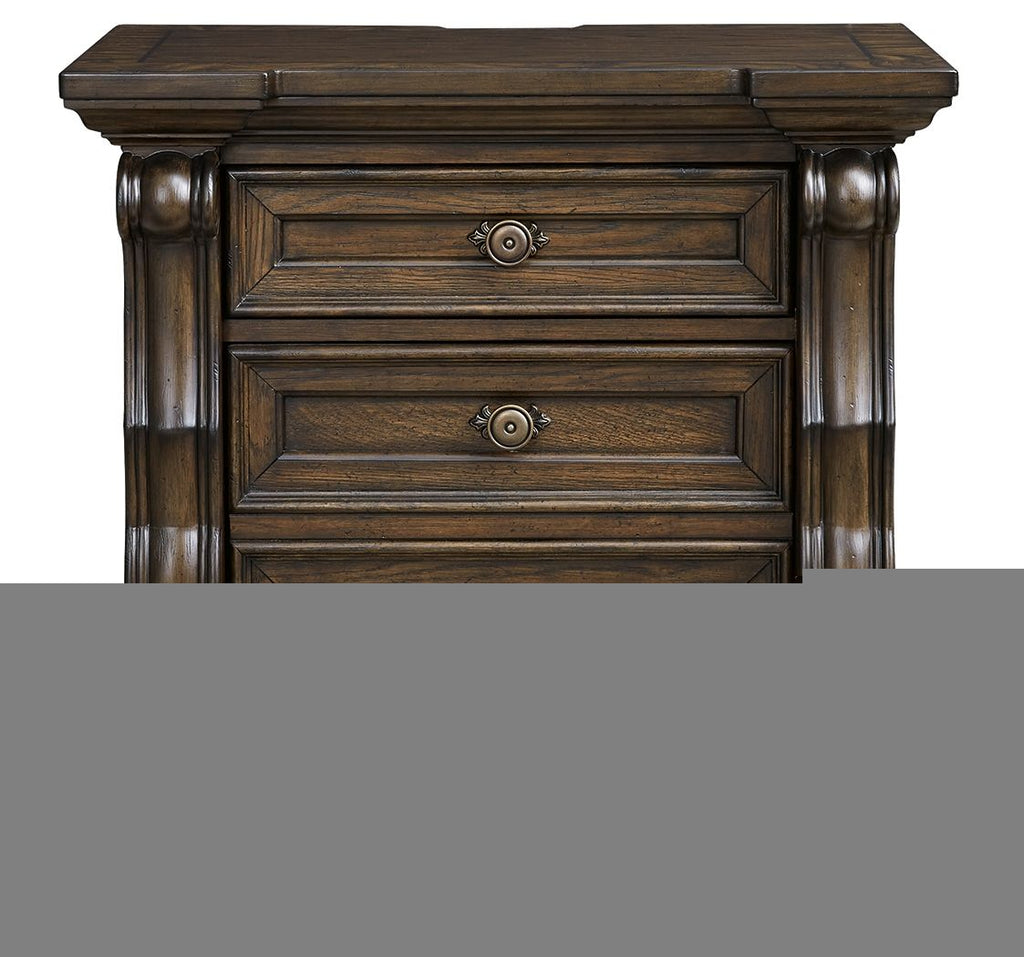 Maylee - Three Drawer Night Stand - Dark Brown