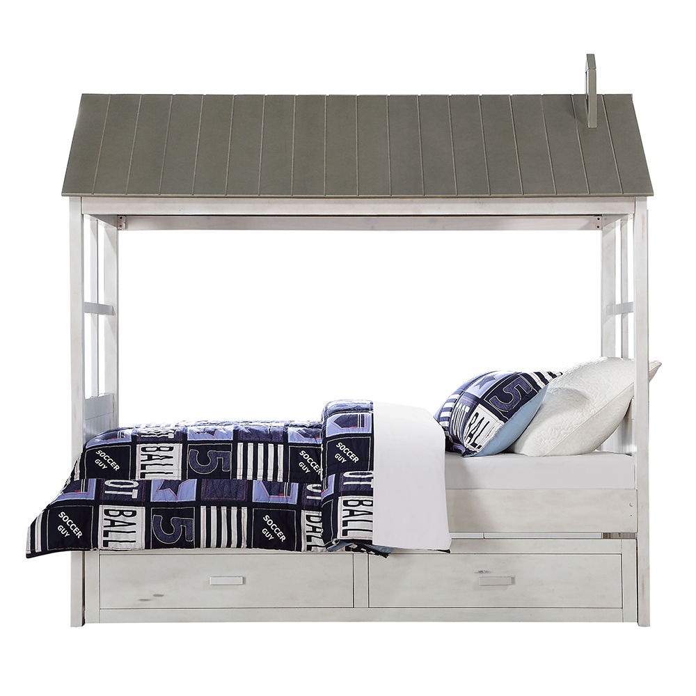Tree House II - Twin Bed - Weathered White & Washed Gray