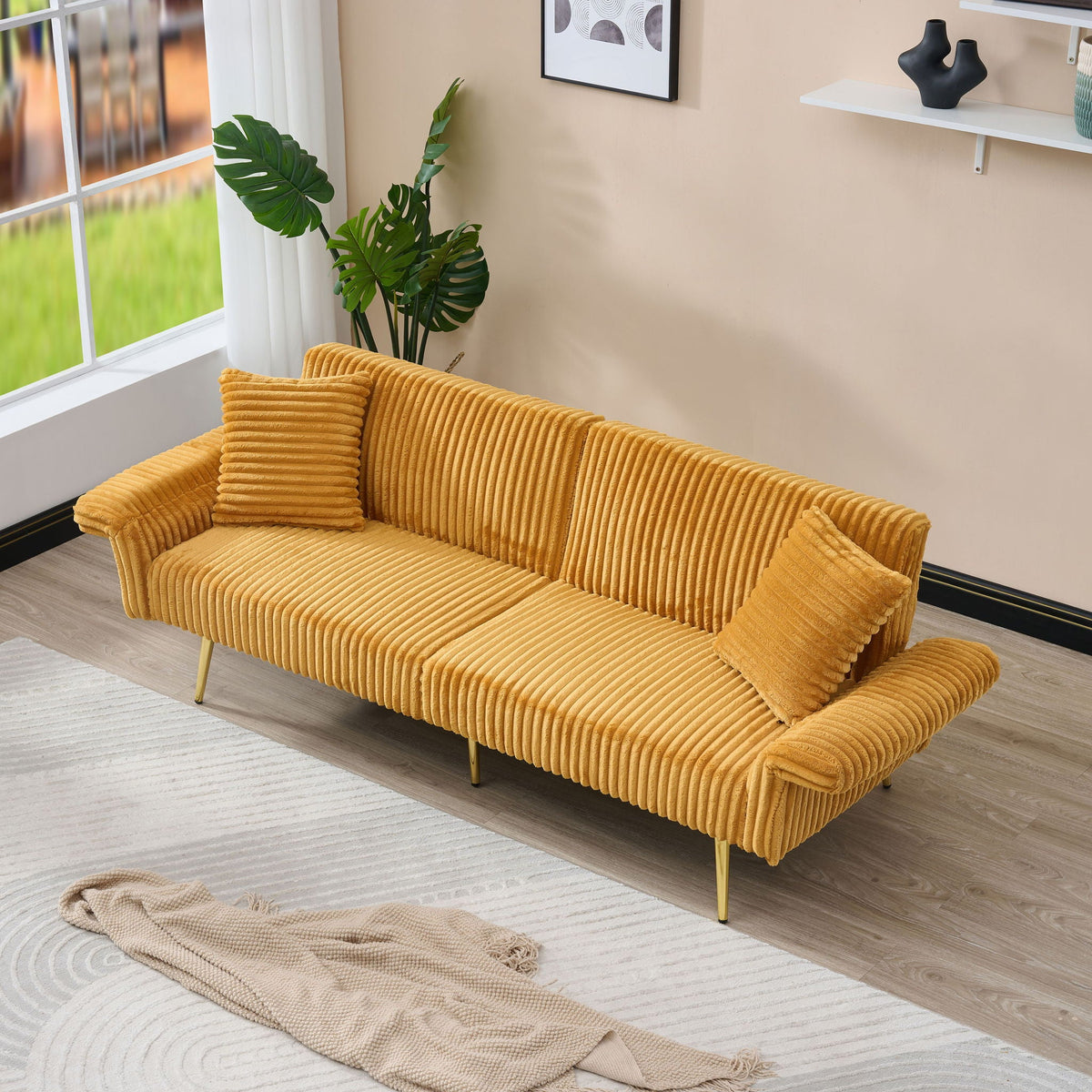 Luxury Foldable Double Sofa Bed With Folding Armrests
