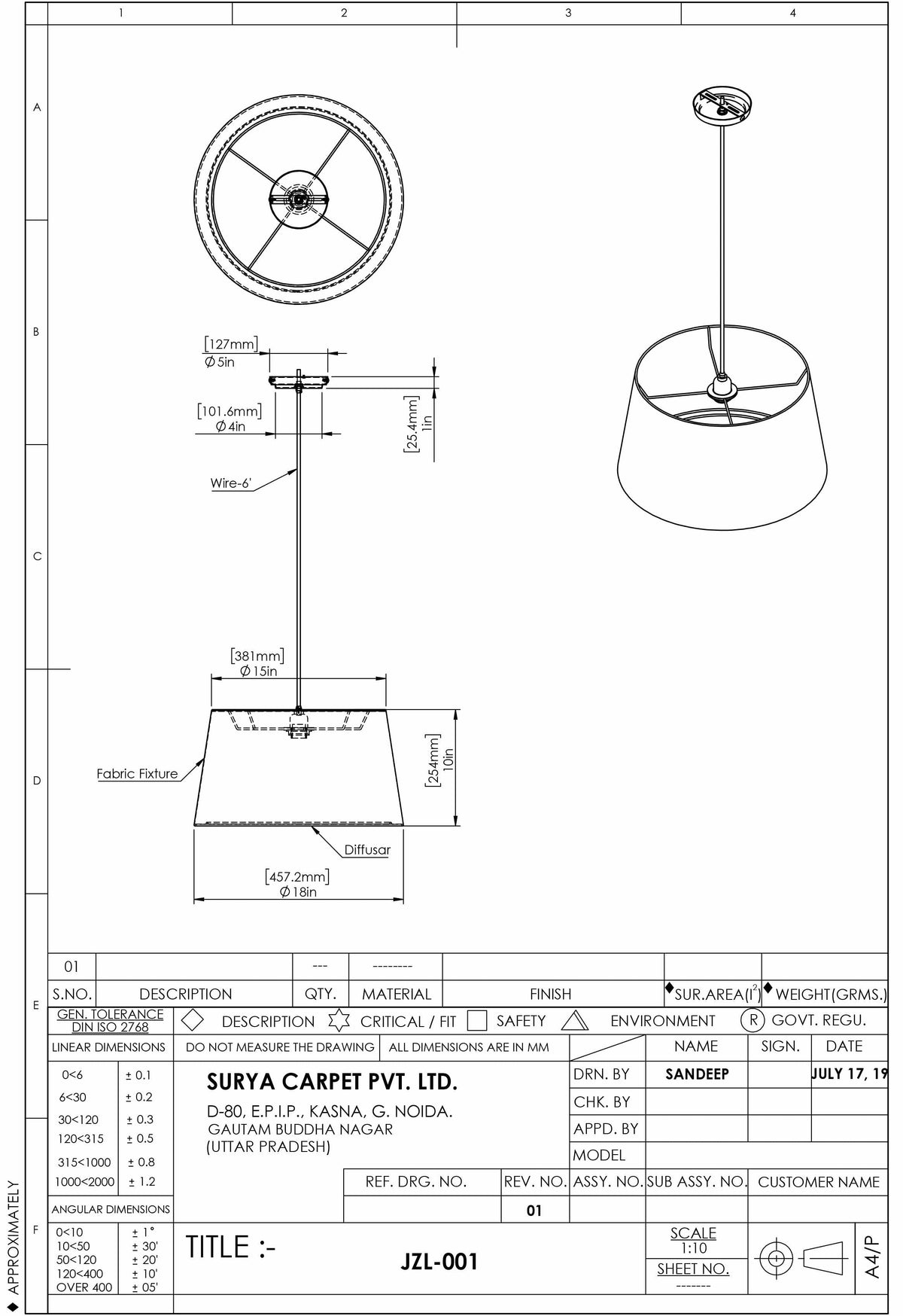 Ceyhan Ceiling Light - Clearance