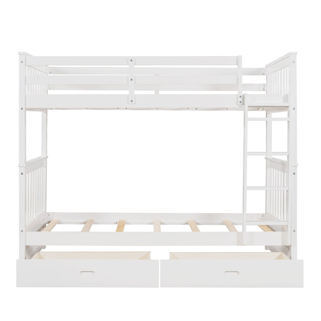 Bunk Bed With Ladders And 2 Storage Drawers