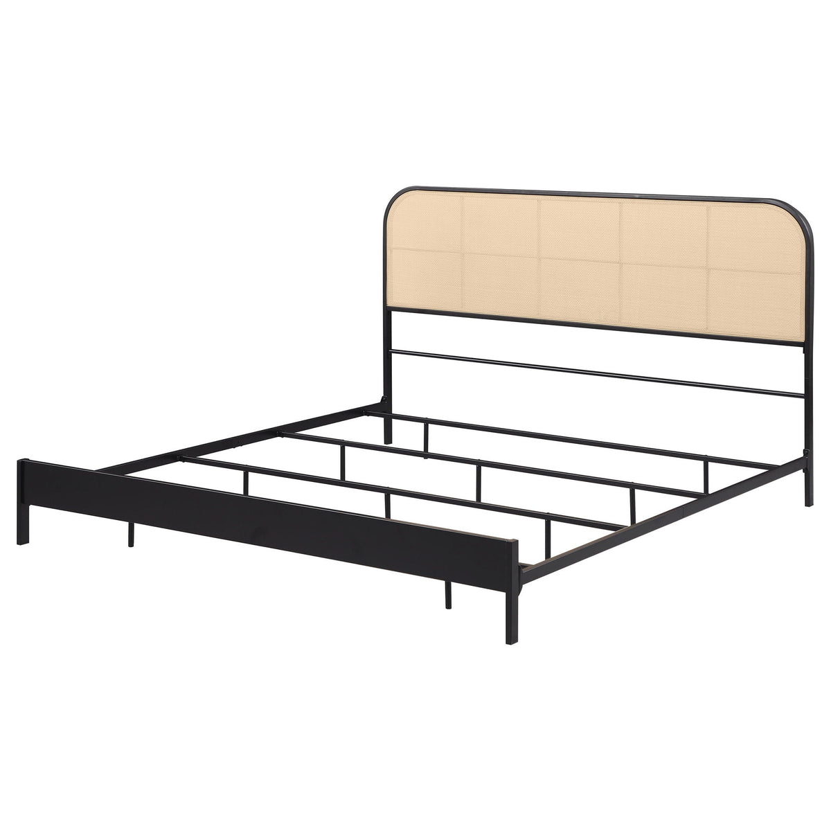 Amherst Radio Weave Rattan Metal Eastern King Bed Black