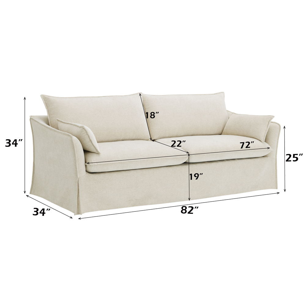 Shane - Sofa With 2 Pillows - Beige Linen