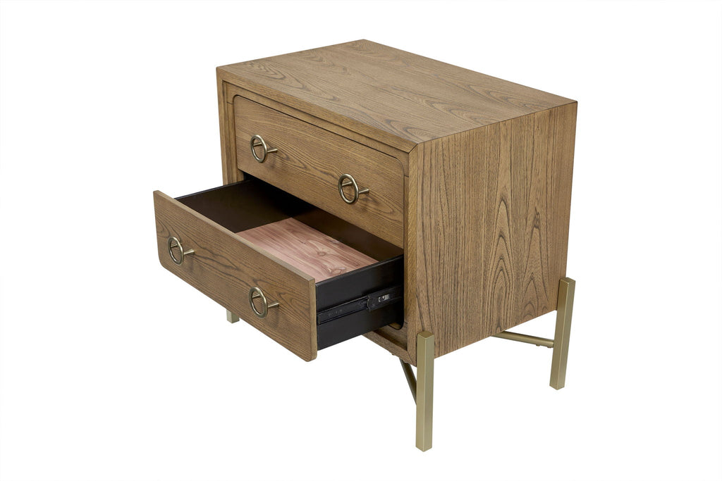 2 Drawer Nightstand With USB - Latte
