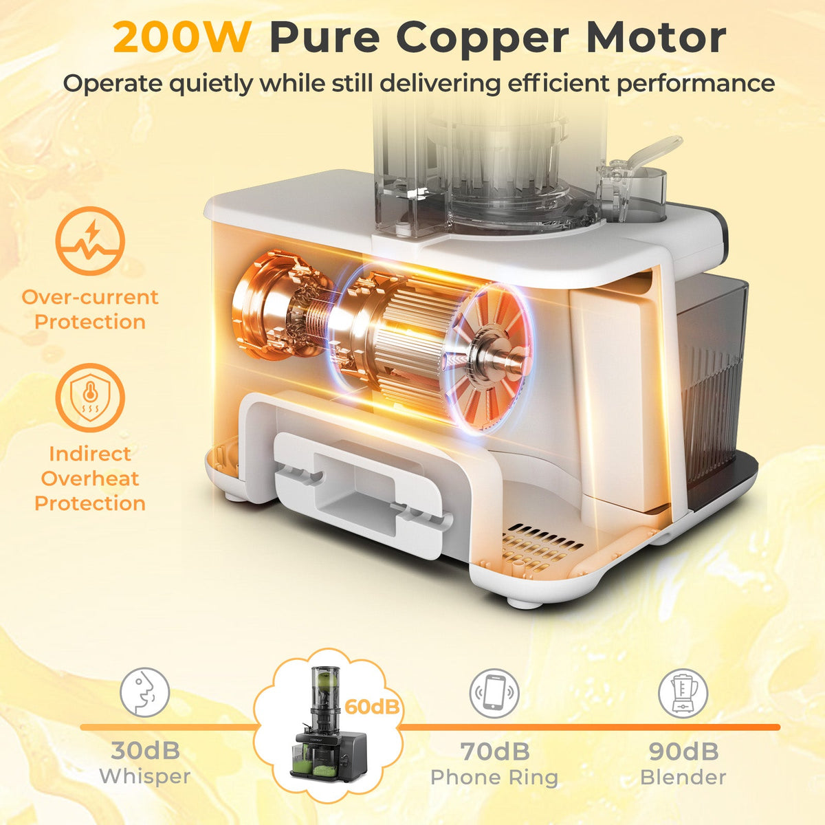 Cold Press Juicer with 5.3 Inches Feed Chute High Juice Yield and Reverse Function