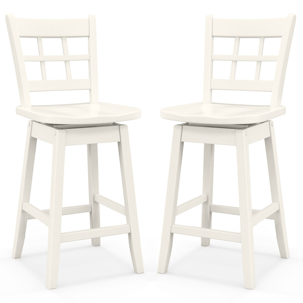 Counter Height Barstools Set of 2 with 6-Grid Hollow Back and Seat