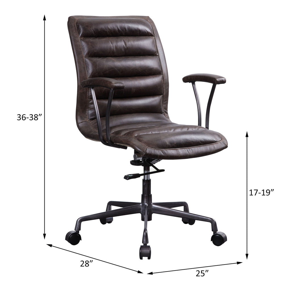 Zooey - Office Chair - Distress Chocolate Top Grain Leather