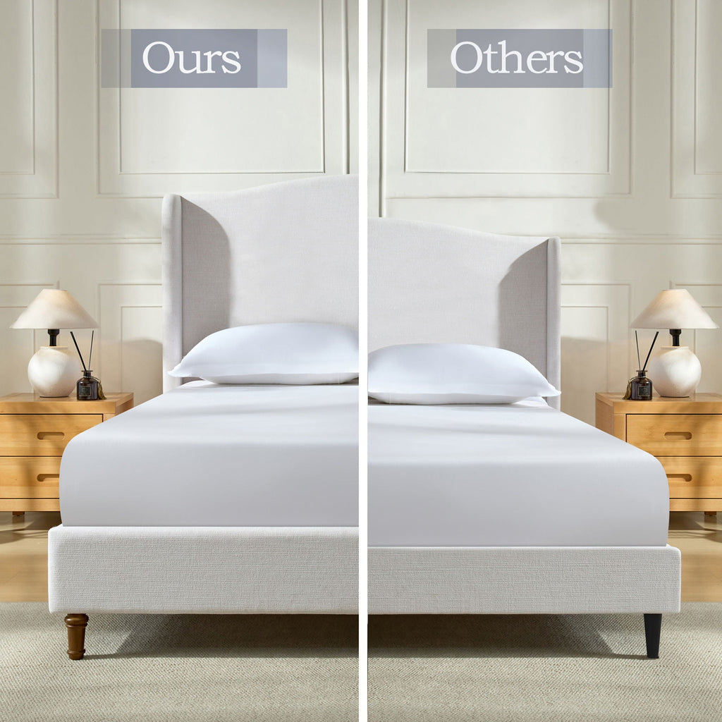 Minimalist Designs Upholstered Wingback Bed With Tall Headboard