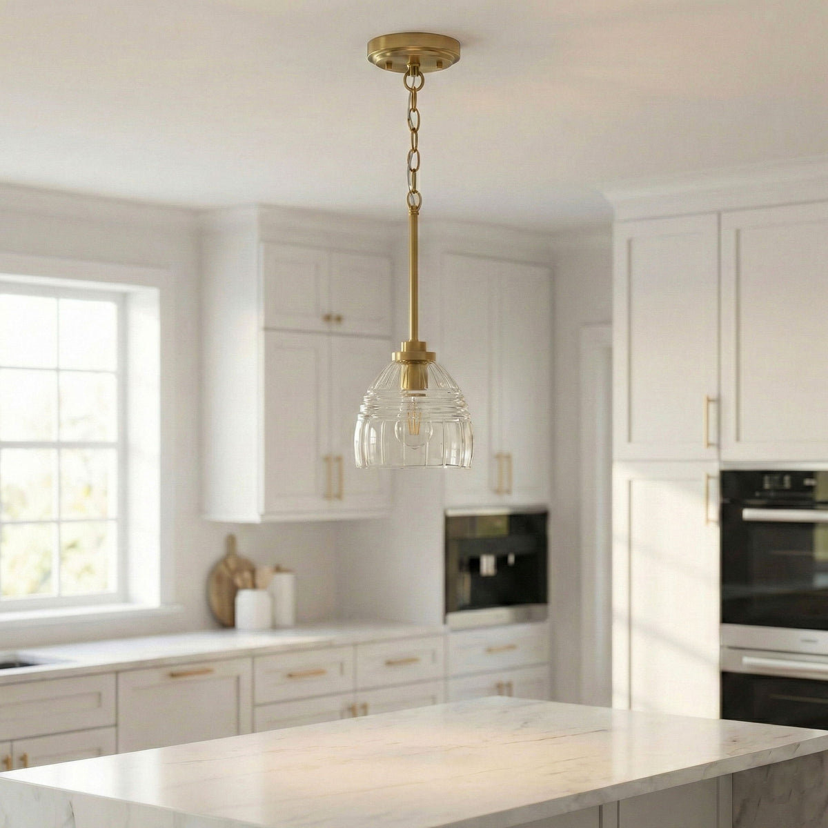 Ember - 3 Candle Lights Chain Pendant - Clear / Gold