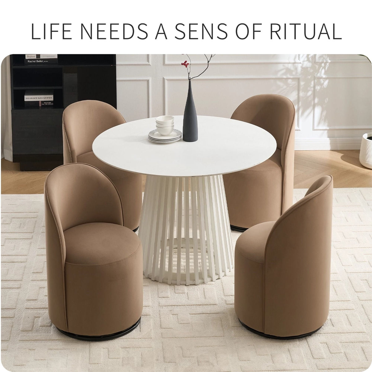 360 Degree Swivel Armless Dining Barrel Chair