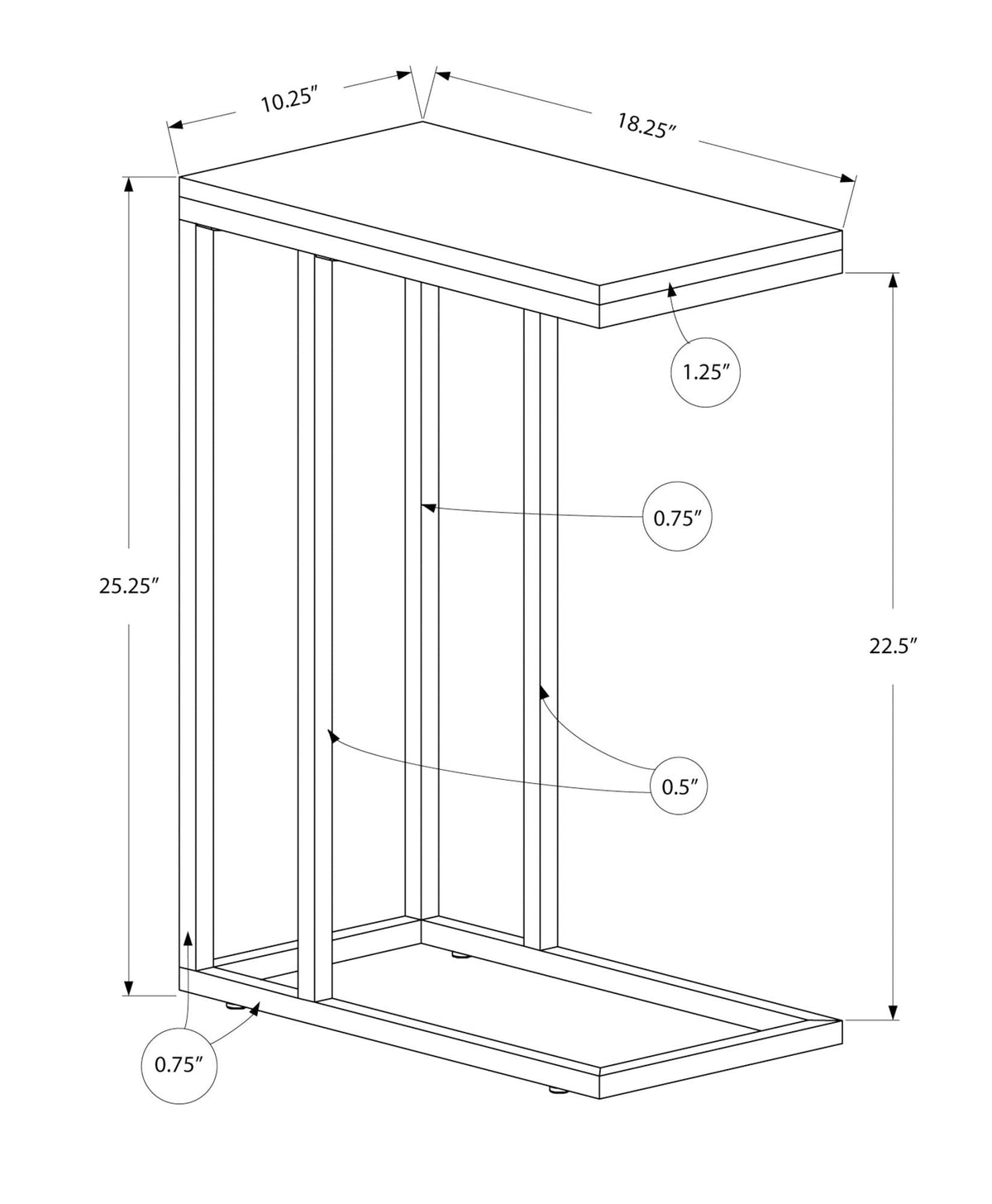 C-Shaped Accent Table For Living Room