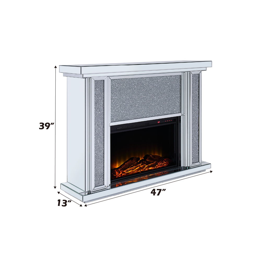 Noralie - LED Electric Fireplace - Mirrored & Faux Diamonds
