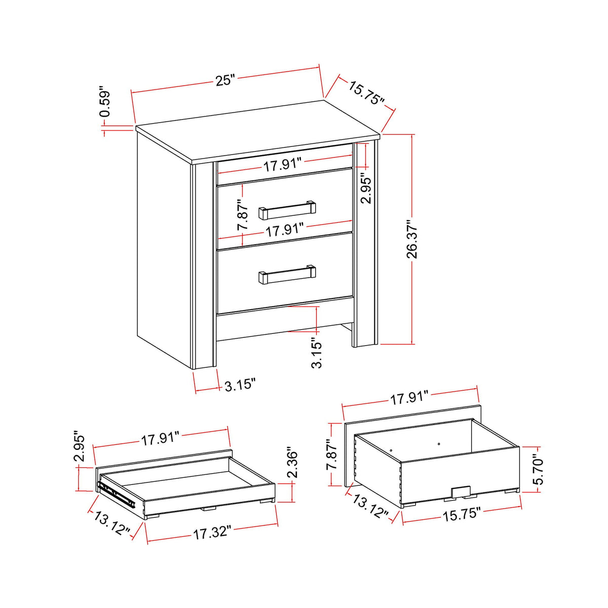 Lorenzo - Nightstand With Hidden Compartment And Handles - Silver