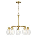 5 Lights Linear Arms With Chain Chandelier - Clear / Gold