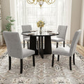 5 Piece Round Dining Table Set, Modern Table And 4 Upholstered Chairs For Dining Room