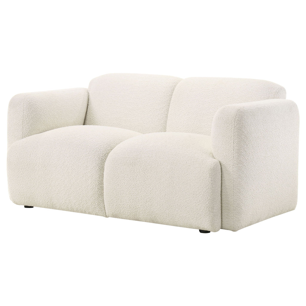 Dorset Fabric Upholstered Round Track Arm Loveseat White