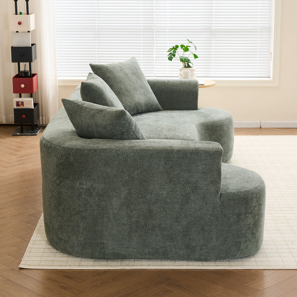 Modern Style Ultra Smooth Curved Sofa With 3 Pillows