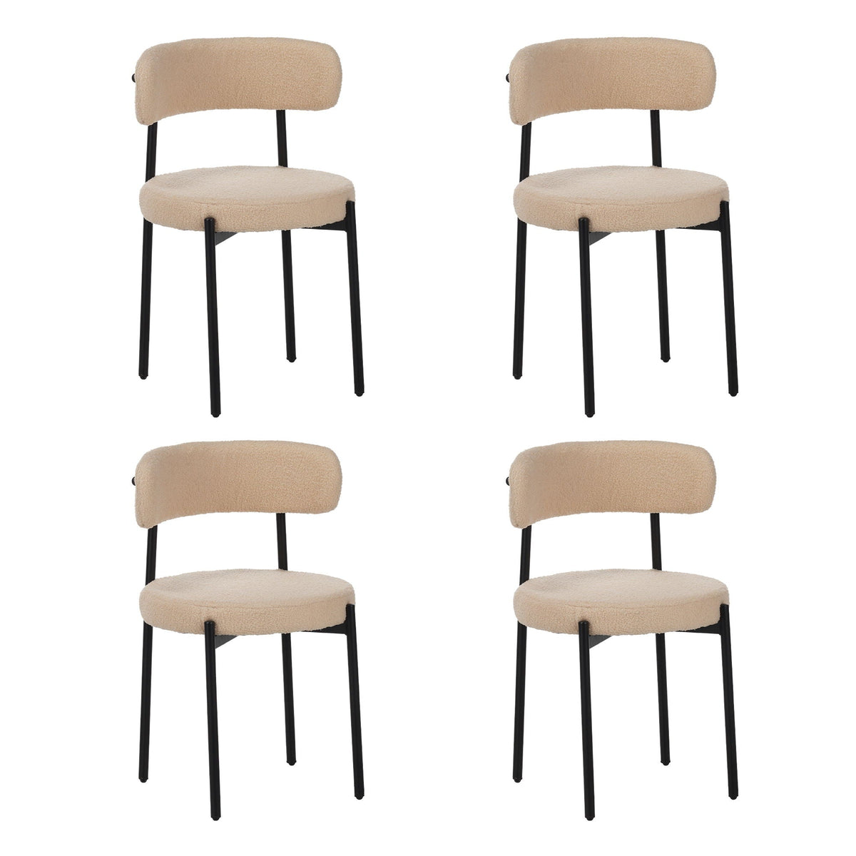 Medieval - Curved Back Kitchen Dining Chairs (Set of 4) - Beige