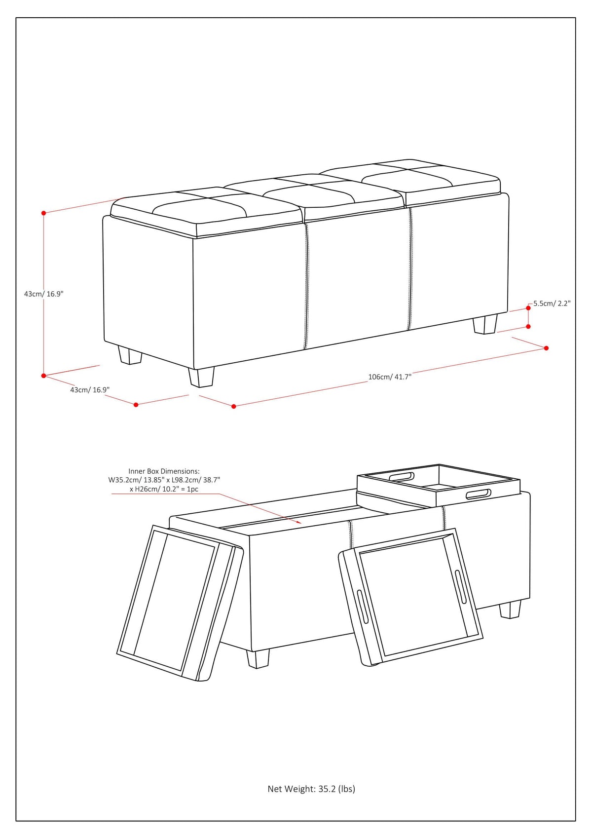 Avalon - Upholstered Storage Ottoman