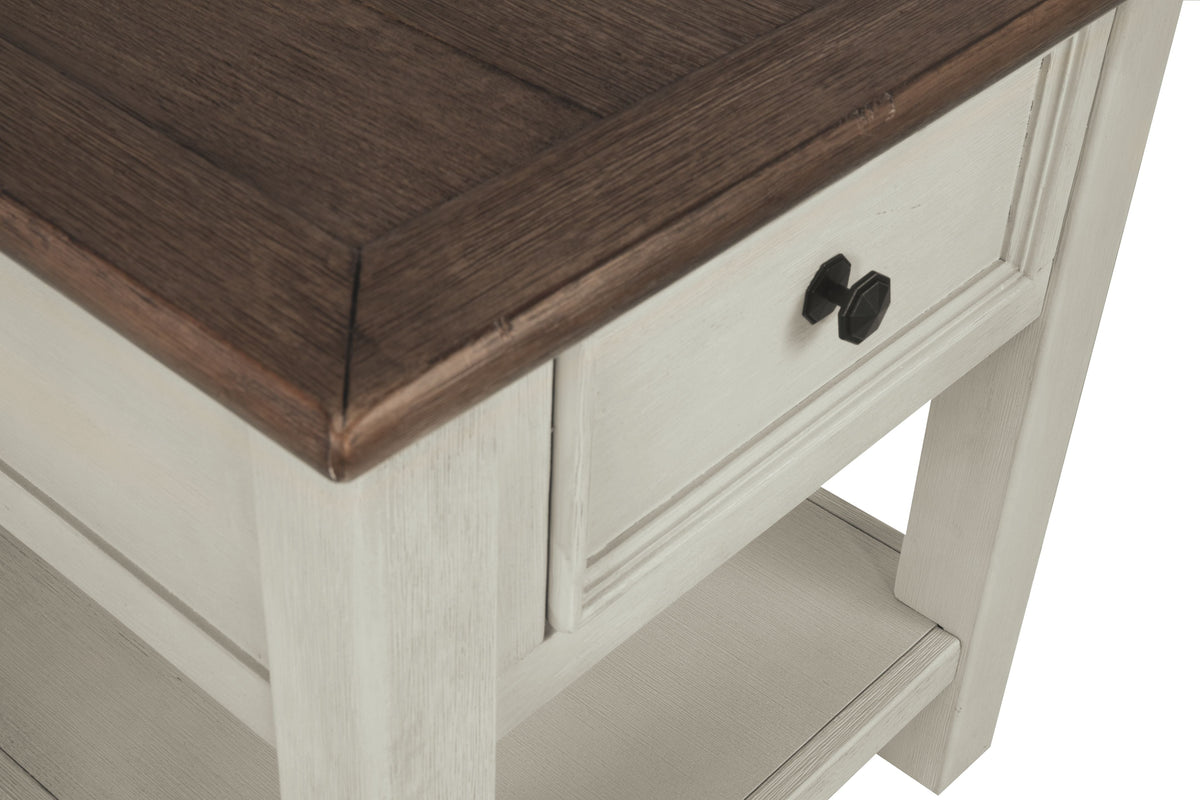 Bolanburg - Rectangular End Table - White / Brown / Beige