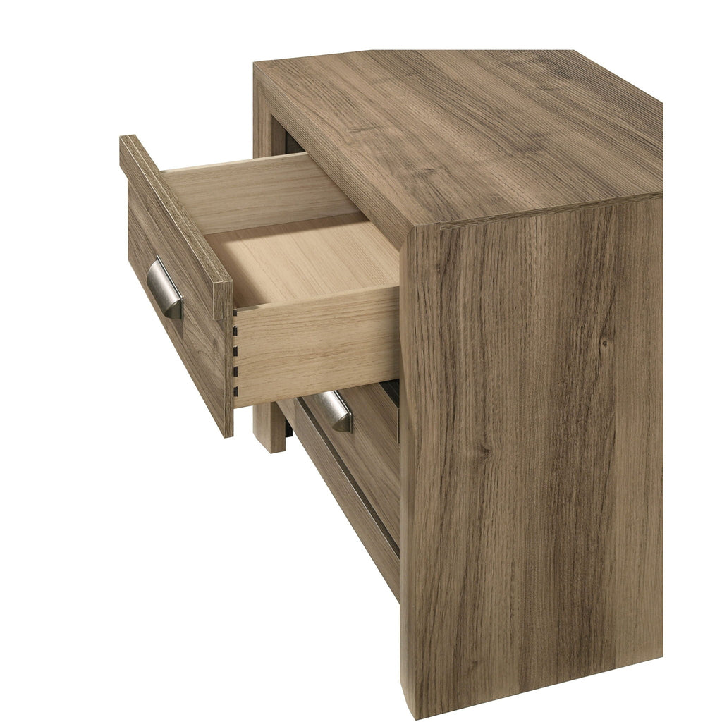 2 Drawer Nightstand With Pulls, Bedroom Furniture - Light Brown